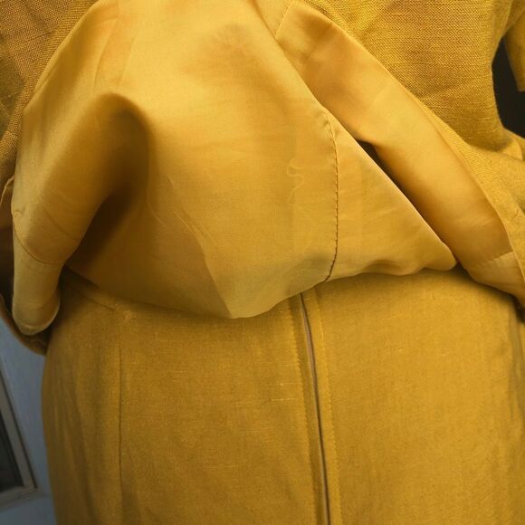 Vintage 70s Yellow Skirt Suit Blazer Set Padded Shoulder Size 8 - Picture 5 of 9
